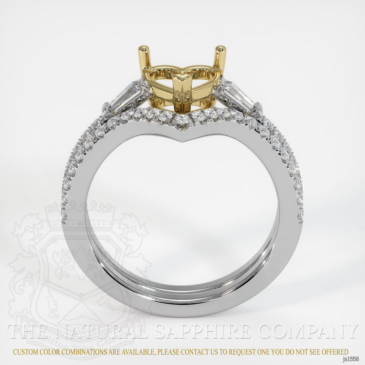 14K Yellow & White Three Stone Ring Setting