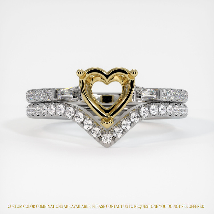 18K Yellow & White Three Stone Ring Setting