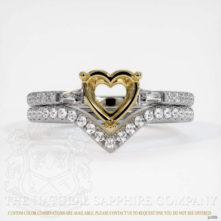 18K Yellow & White Three Stone Ring Setting