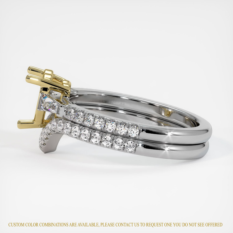 18K Yellow & White Three Stone Ring Setting