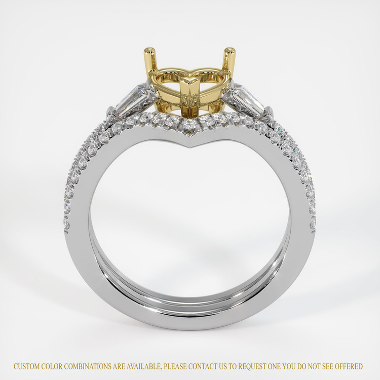 18K Yellow & White Three Stone Ring Setting