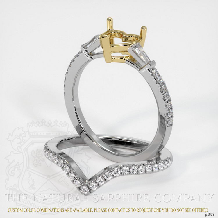 18K Yellow & White Three Stone Ring Setting