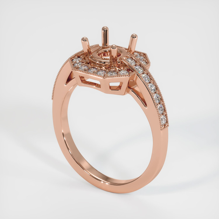 14K Rose Gold Pave Ring Setting