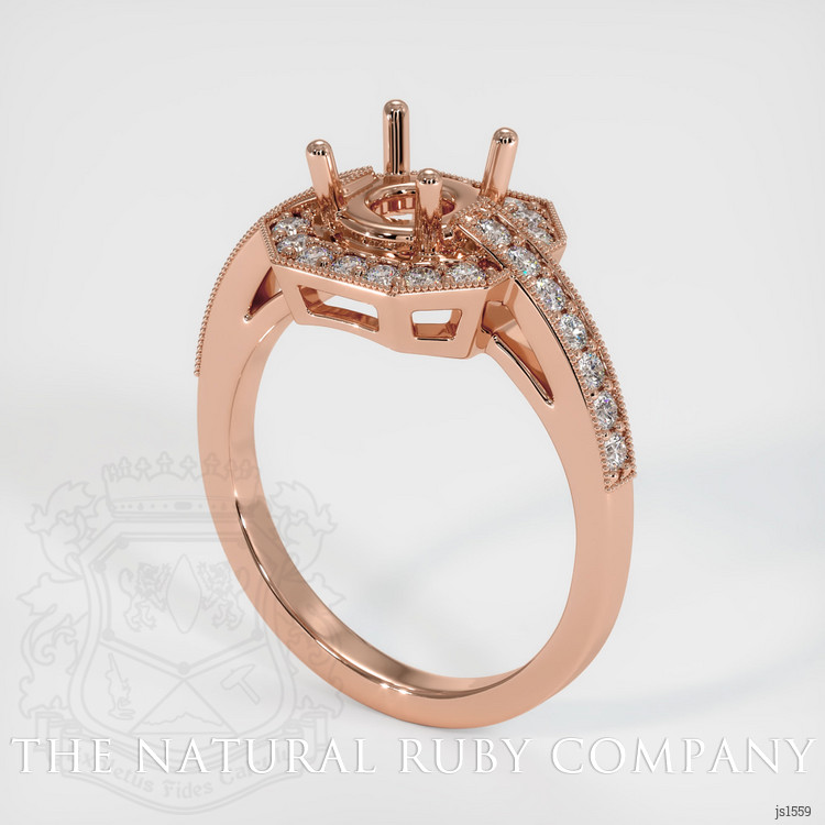 14K Rose Gold Pave Ring Setting