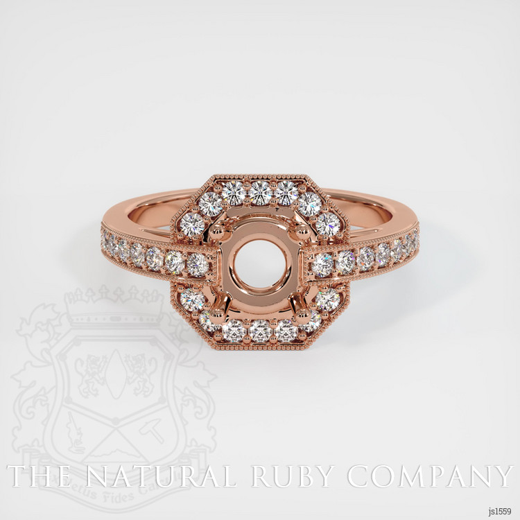14K Rose Gold Pave Ring Setting