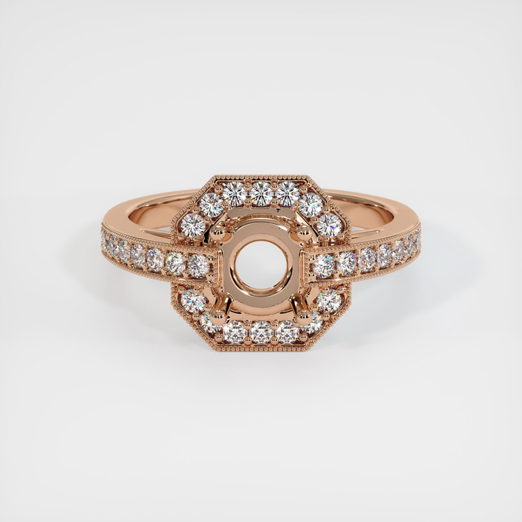 18K Rose Gold Pave Ring Setting