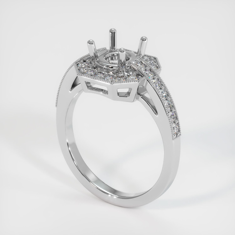 14K White Gold Antique Style Ring Setting