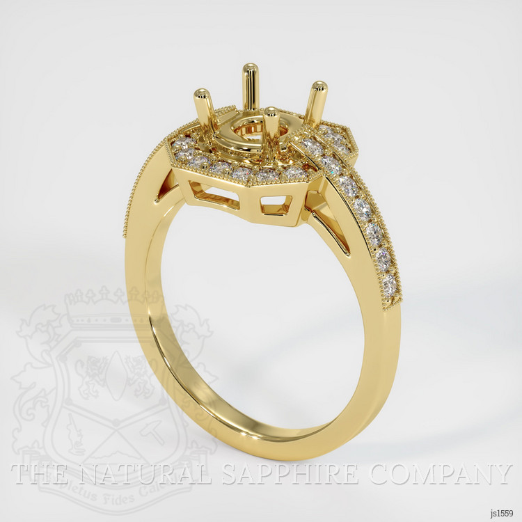 18K Yellow Gold Pave Ring Setting