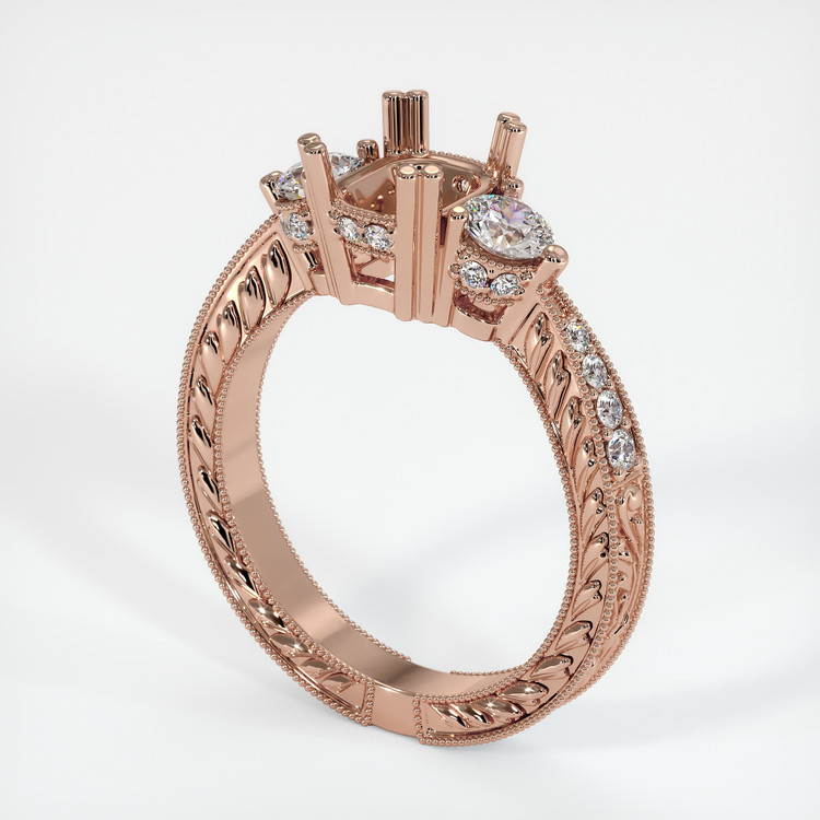 14K Rose Gold Antique Style Ring Setting