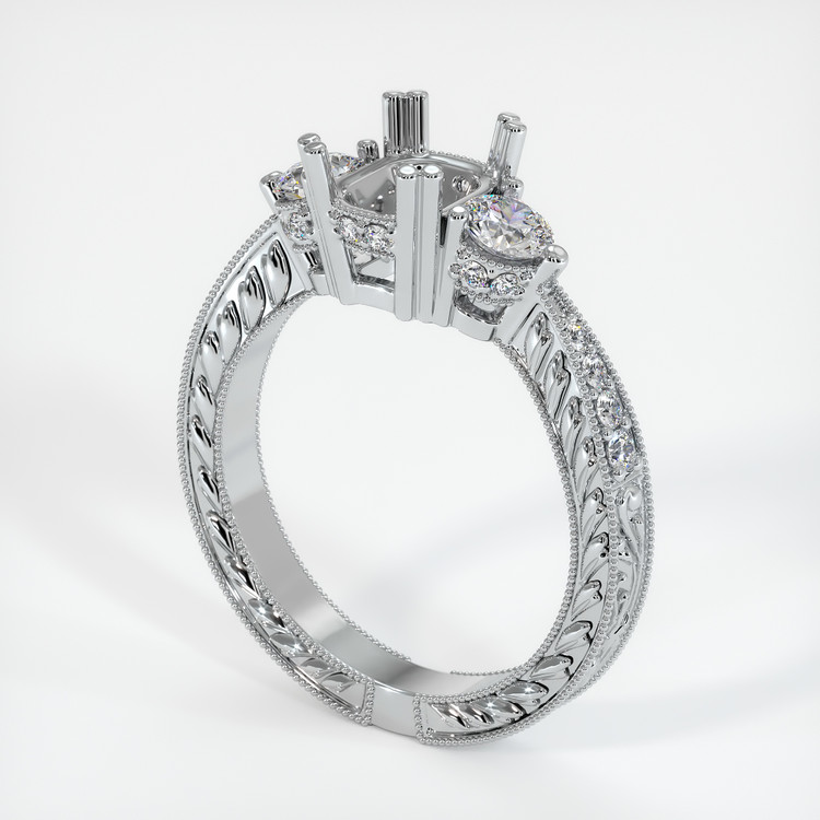18K White Gold Antique Style Ring Setting