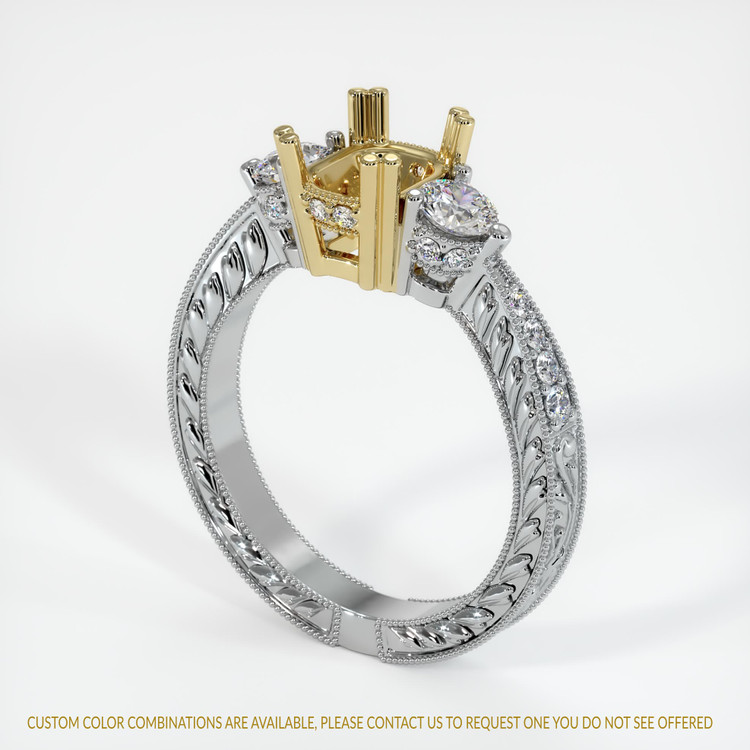 14K Yellow & White Antique Style Ring Setting