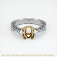 14K Yellow & White Antique Style Ring Setting Image