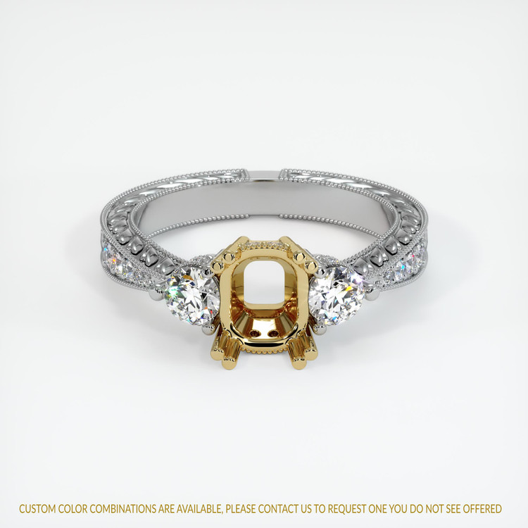 14K Yellow & White Antique Style Ring Setting