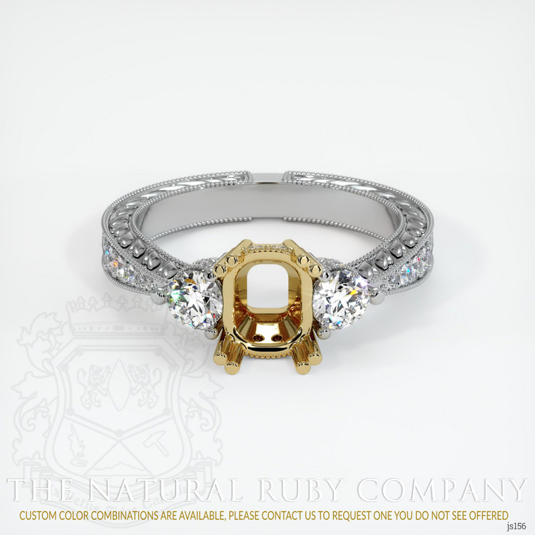 14K Yellow & White Antique Style Ring Setting