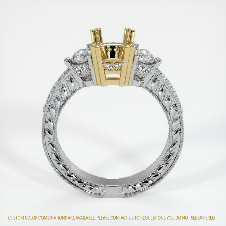 14K Yellow & White Antique Style Ring Setting