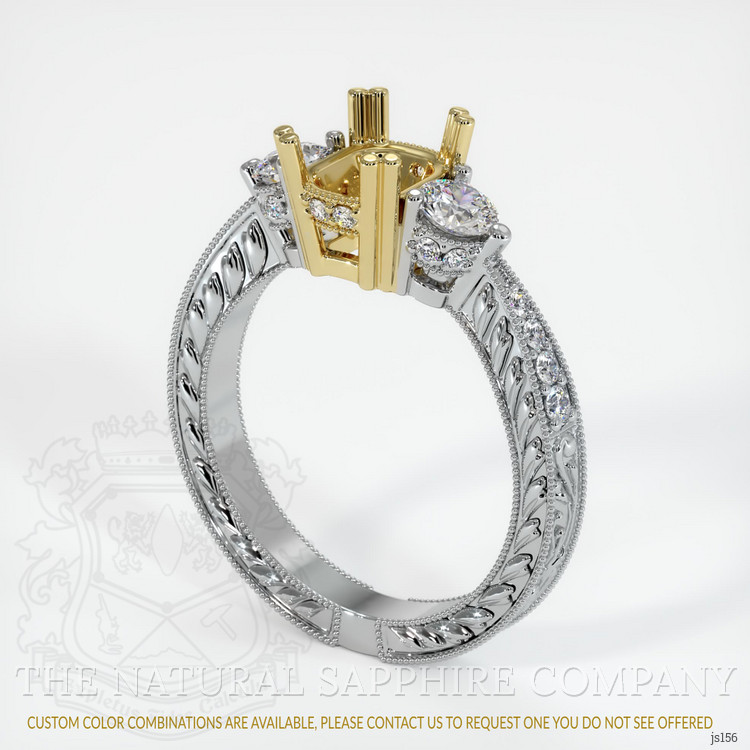 18K Yellow & White Antique Style Ring Setting