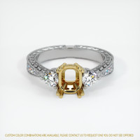 18K Yellow & White Antique Style Ring Setting Image