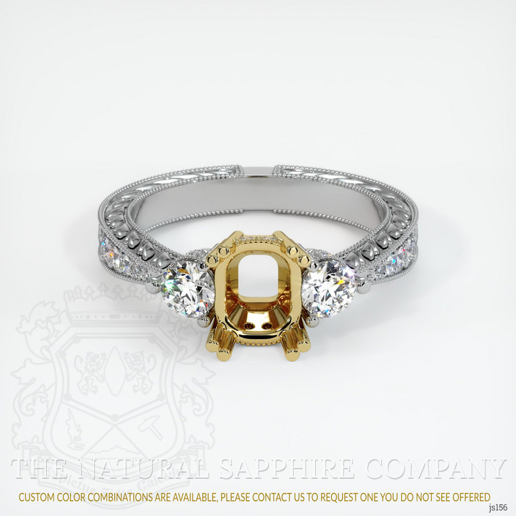 18K Yellow & White Antique Style Ring Setting