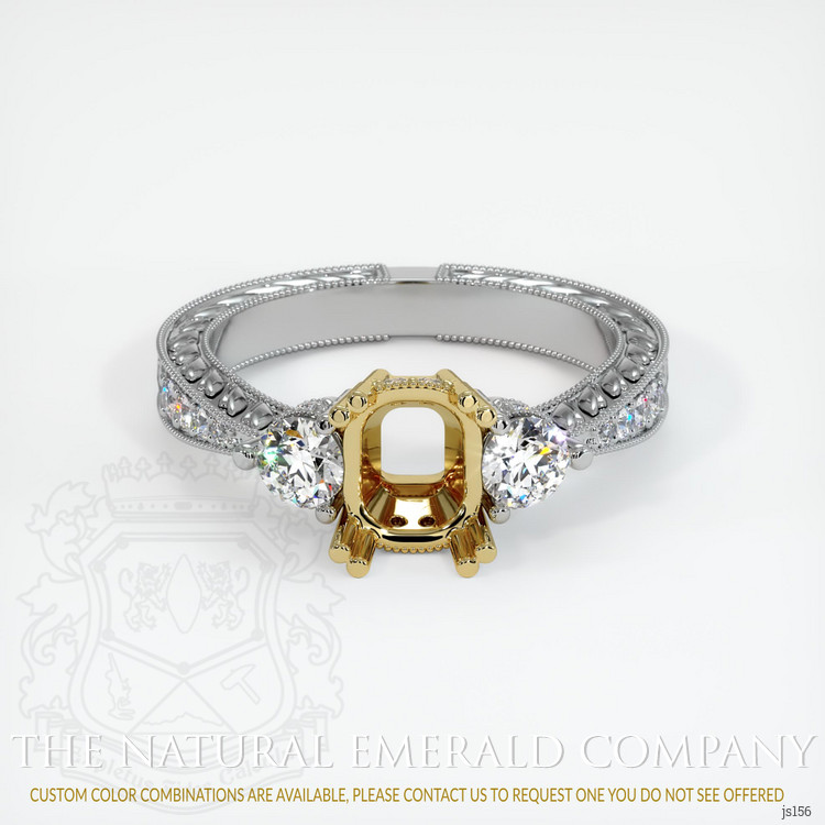 18K Yellow & White Antique Style Ring Setting