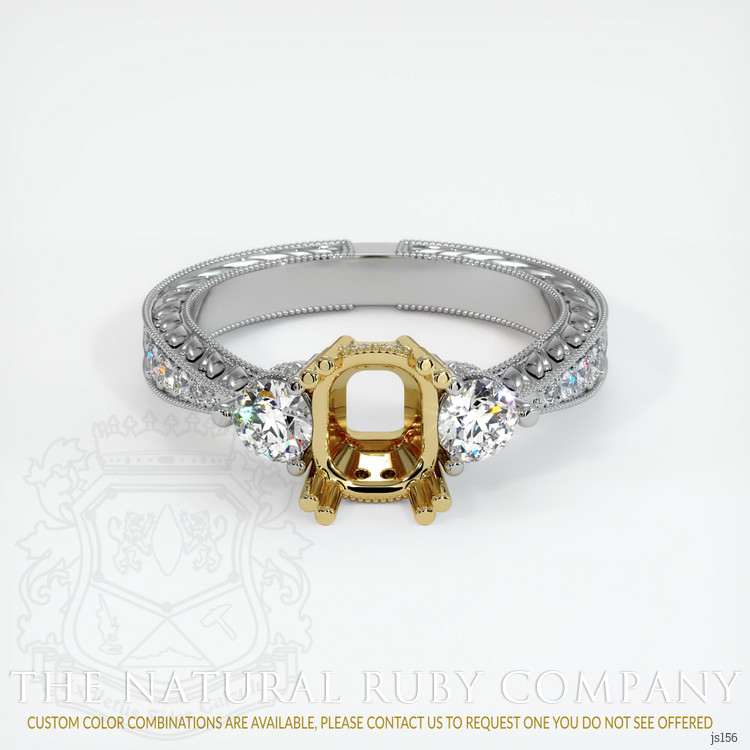 18K Yellow & White Antique Style Ring Setting