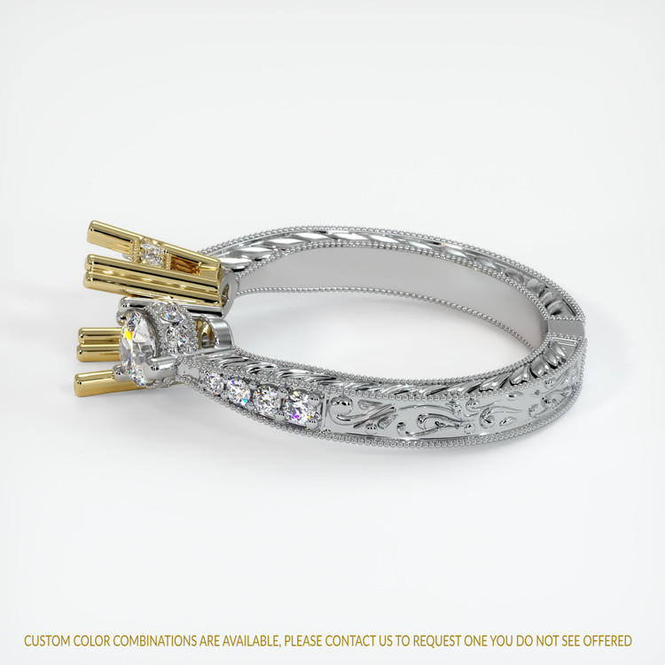 18K Yellow & White Antique Style Ring Setting