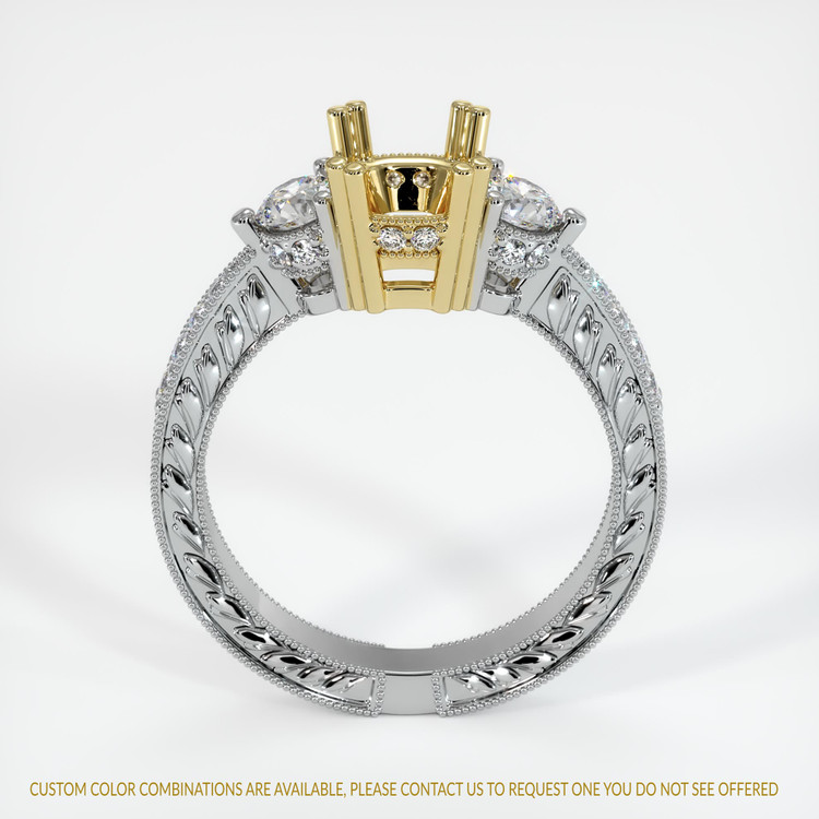 18K Yellow & White Antique Style Ring Setting