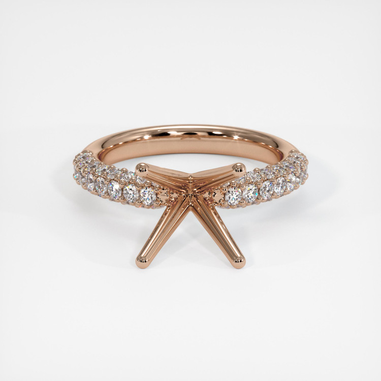14K Rose Gold Pave Ring Setting