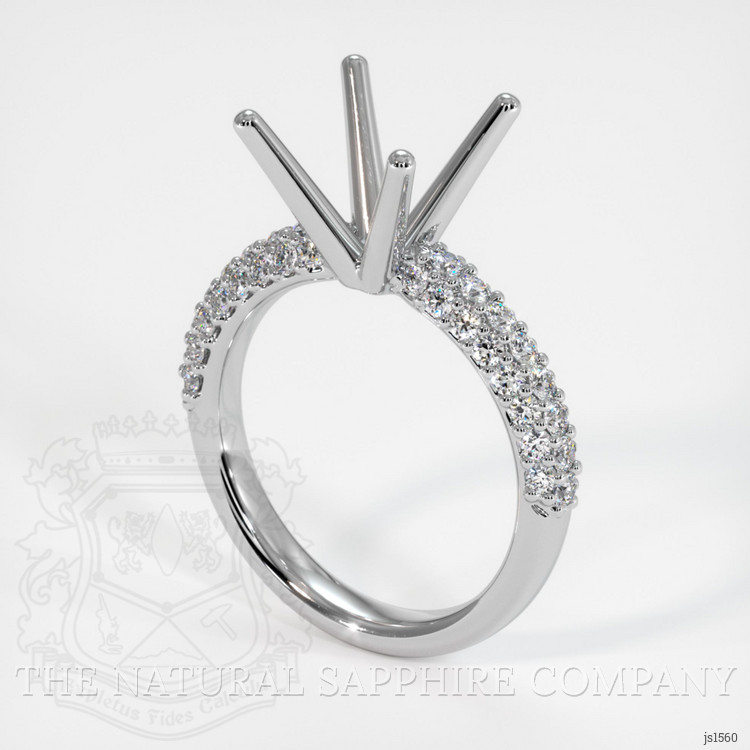 14K White Gold Pave Ring Setting