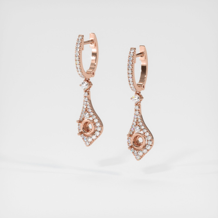 14K Rose Gold Pave Earring Setting