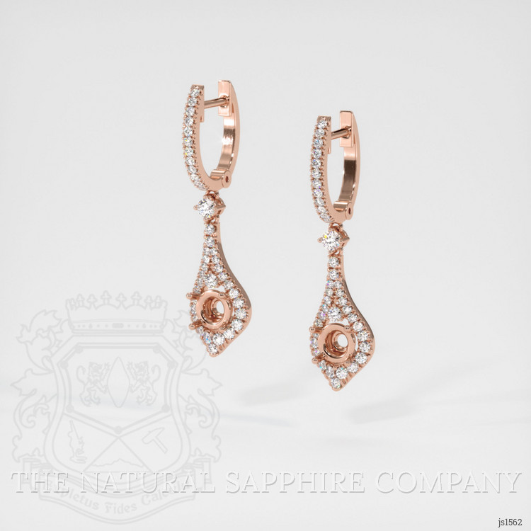 14K Rose Gold Pave Earring Setting