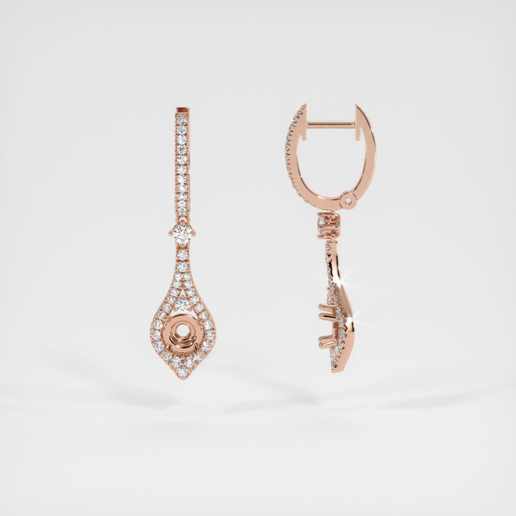 14K Rose Gold Pave Earring Setting