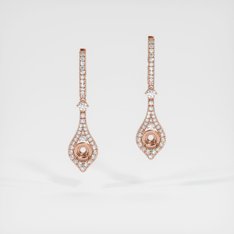 14K Rose Gold Pave Earring Setting