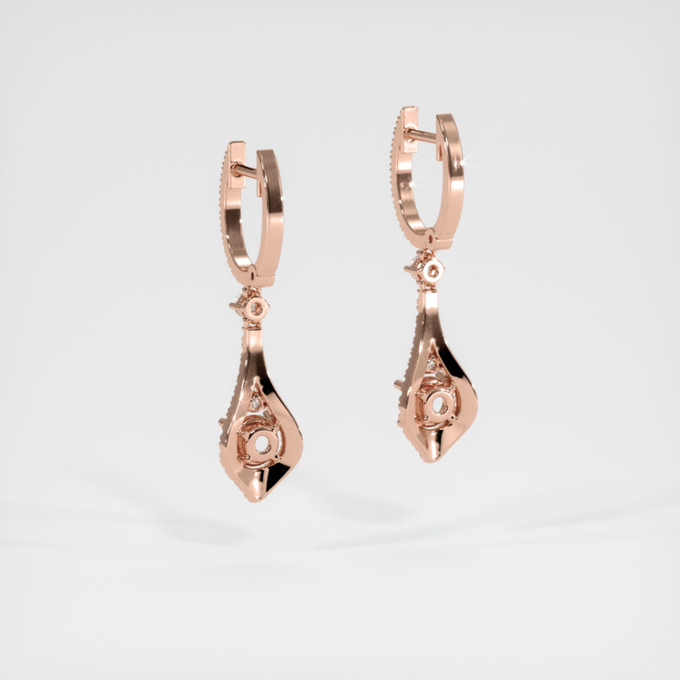 14K Rose Gold Pave Earring Setting