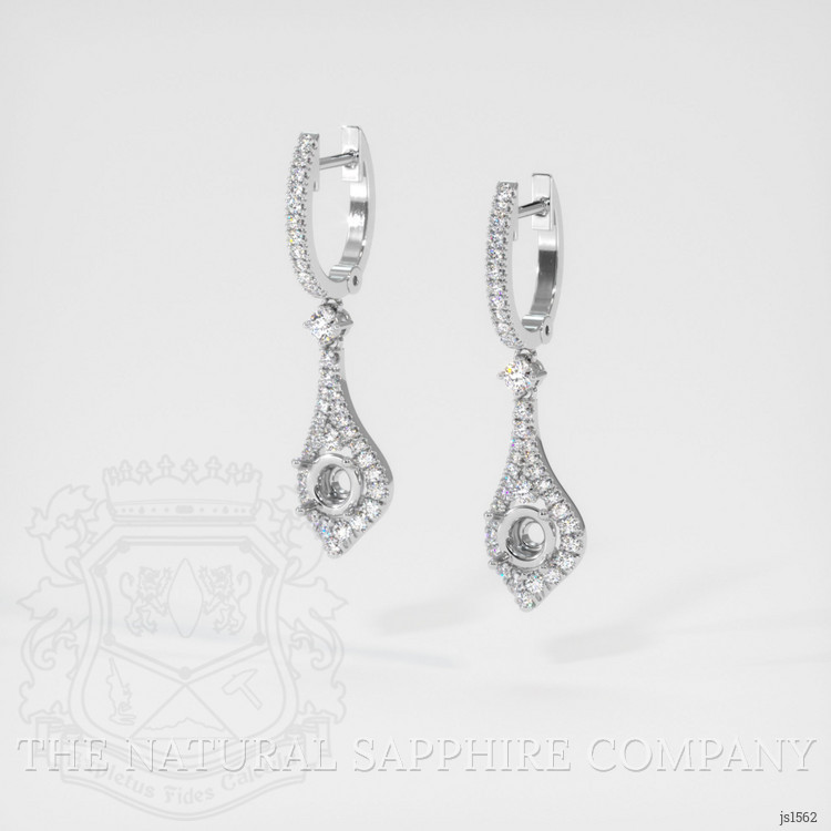 18K White Gold Pave Earring Setting