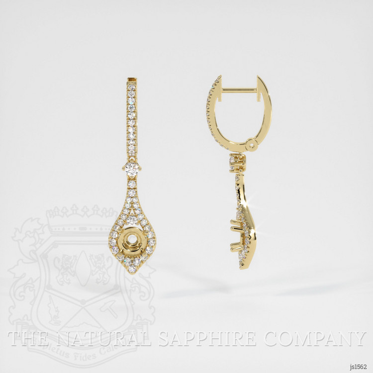 14K Yellow Gold Pave Earring Setting