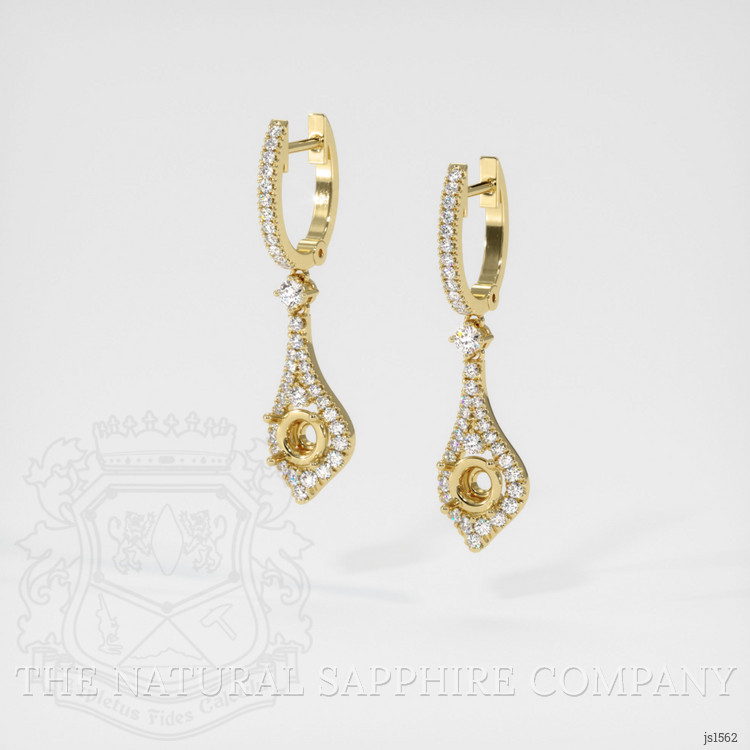 18K Yellow Gold Pave Earring Setting