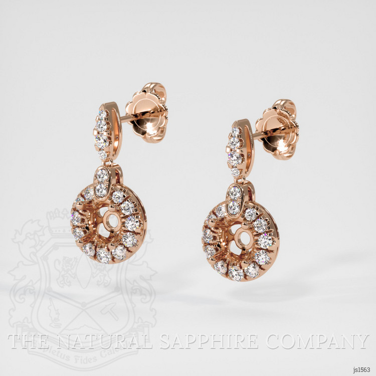 14K Rose Gold Pave Earring Setting