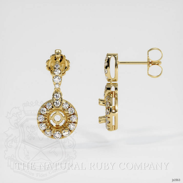 14K Yellow Gold Pave Earring Setting