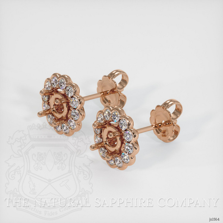 14K Rose Gold Halo Earring Setting