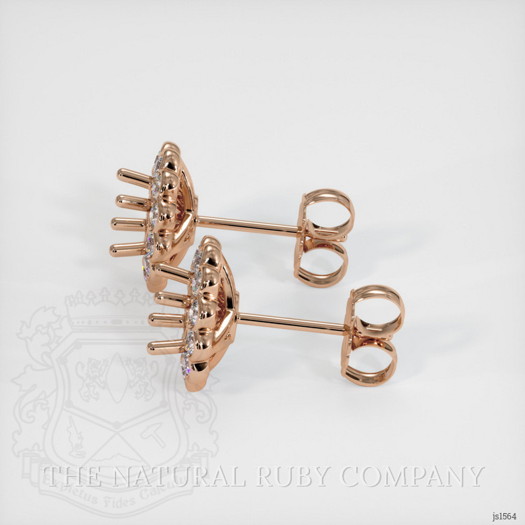 14K Rose Gold Halo Earring Setting