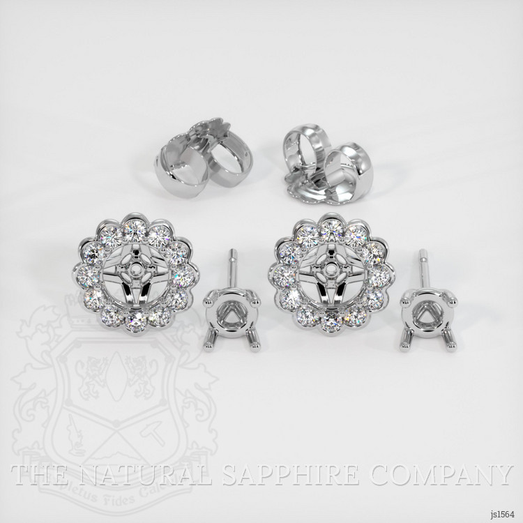 14K White Gold Halo Earring Setting