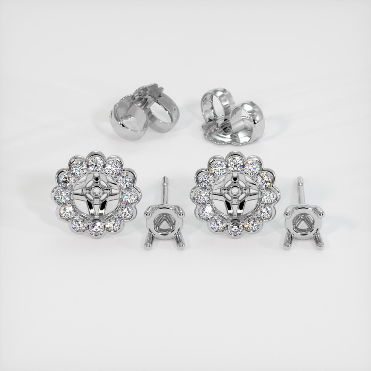 14K White Gold Halo Earring Setting