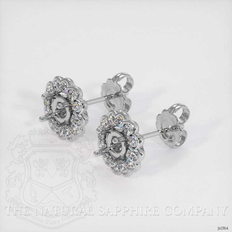 18K White Gold Halo Earring Setting