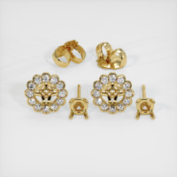 14K Yellow Gold Halo Earring Setting Image
