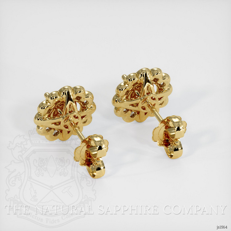 18K Yellow Gold Halo Earring Setting