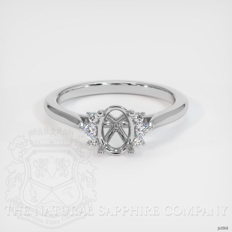 14K White Gold Accent Stones Ring Setting