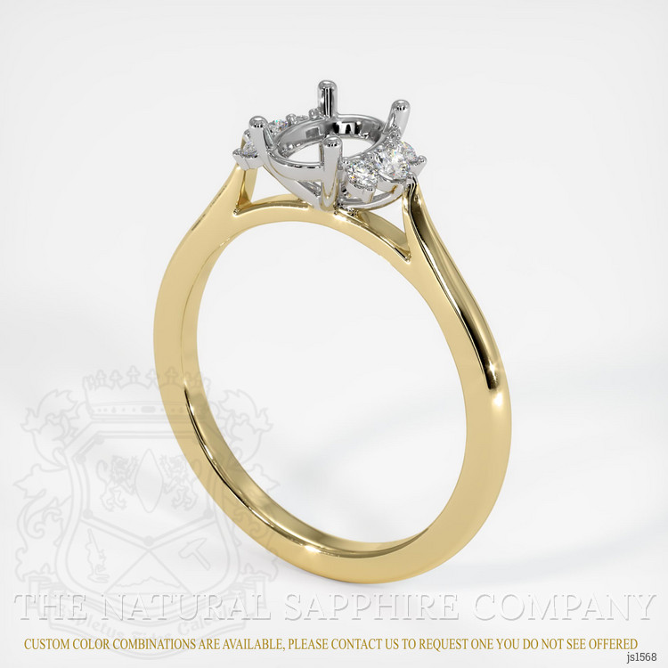 14K White & Yellow Accent Stones Ring Setting