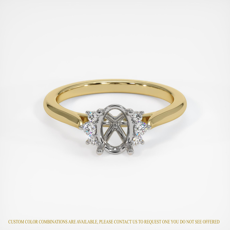 14K White & Yellow Accent Stones Ring Setting