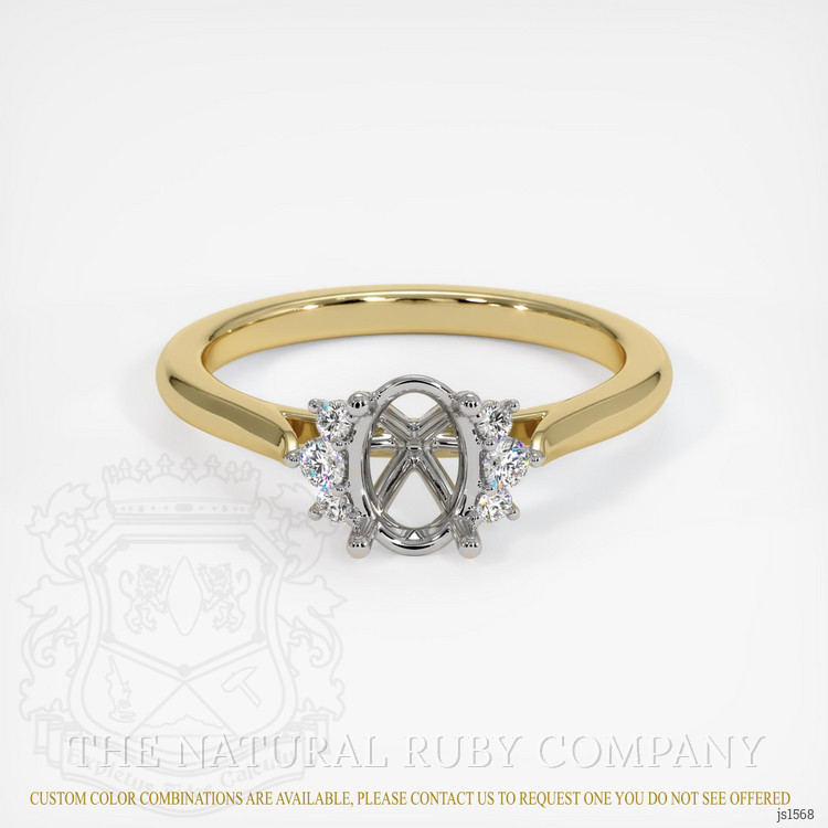 14K White & Yellow Accent Stones Ring Setting