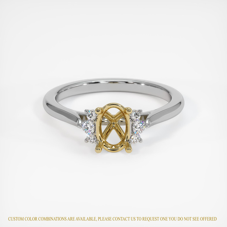 14K Yellow & White Accent Stones Ring Setting